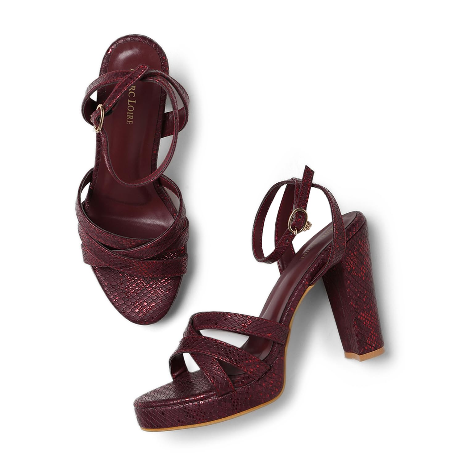 Marc Loire Women Block Stiletto Heels Sandal with Adjustable Ankle Strap for Party and Formal Occasions (Cherry, 8) (B0CP66TTF2) Amazon Price History, Amazon Price Tracker