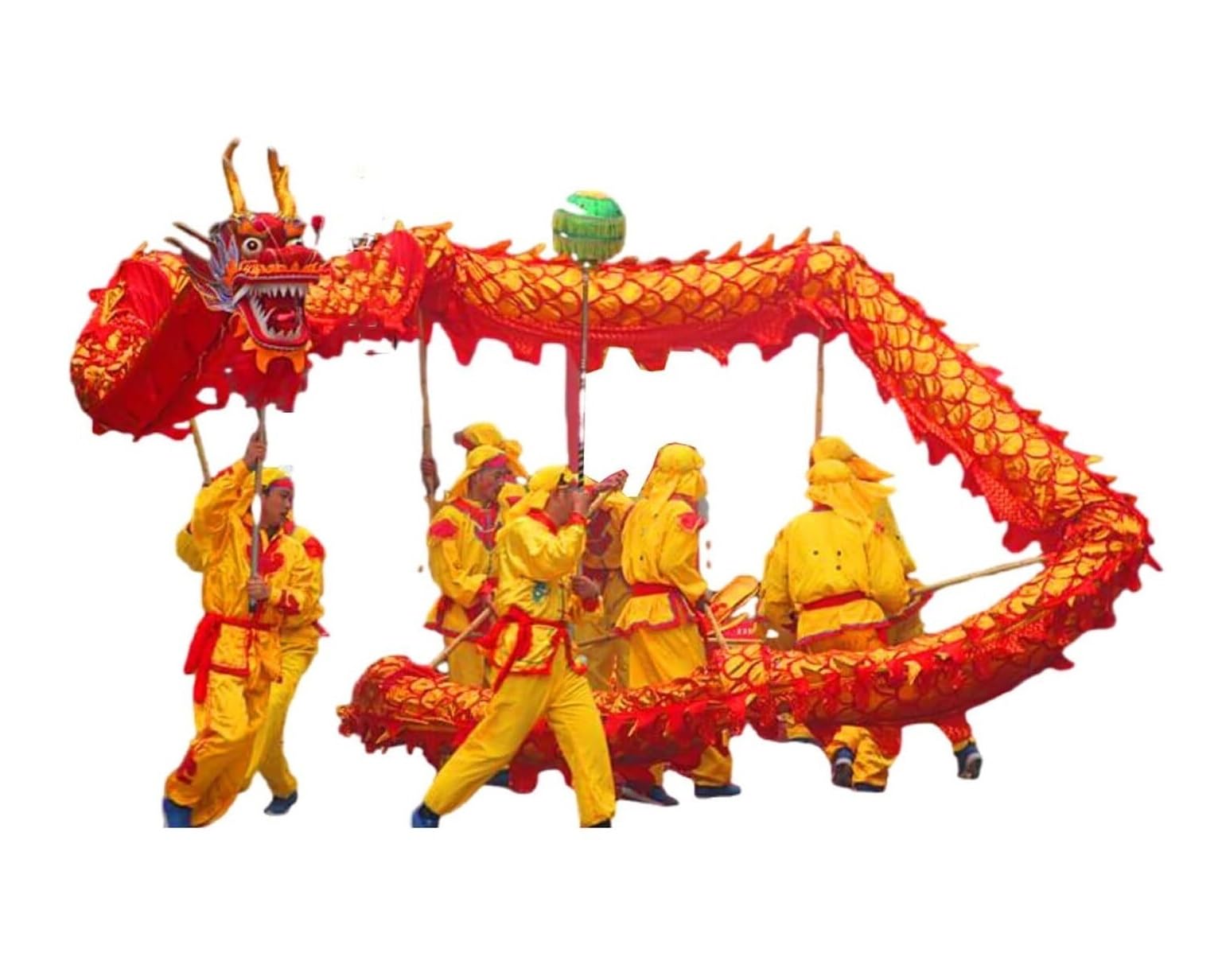 BJfhRH Outdoor Sports Traditional Chinese Dragon Dance 18m/59ft Lion Traditional Sports Lunar New Year Folk Art Performance Festival Celebration(Rosso)