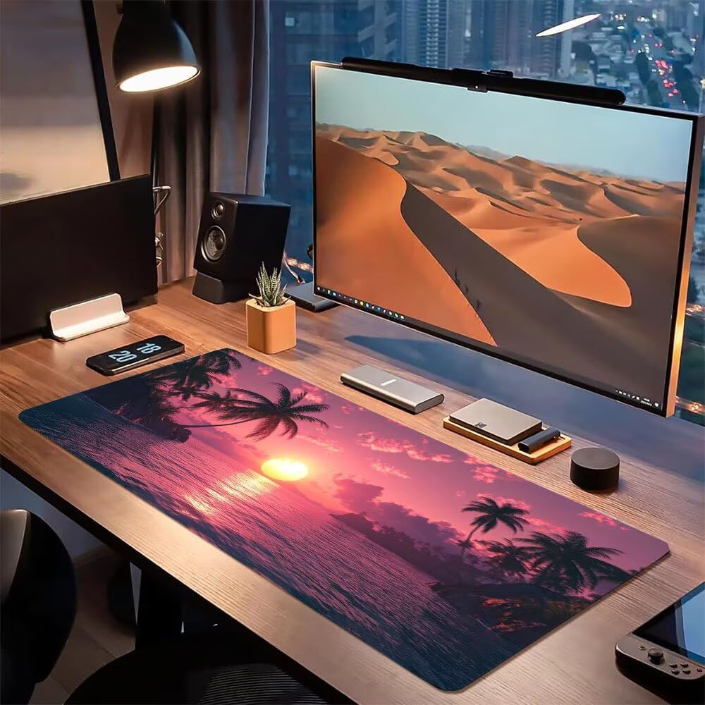 Podkładka pod mysz xxl 1000x500x3mm plaża, podkładka pod mysz do gier liść lotosu, poprawa precyzji i szybkości, antypoślizgowa gumowa podkładka do gier, dekoracja biurka MM-573