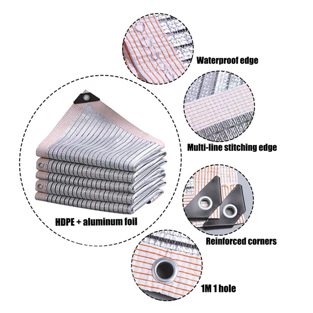 Aluminiowa siatka przeciwsłoneczna dla psów i szklarni, ochrona cieplna, blokada UV, wzmocnione oczkiem, (1 x 1 m, 2 x 3 m, 3 x 4 m, 3 x 5 m, 4 x 6 m, 6 x 8 m)