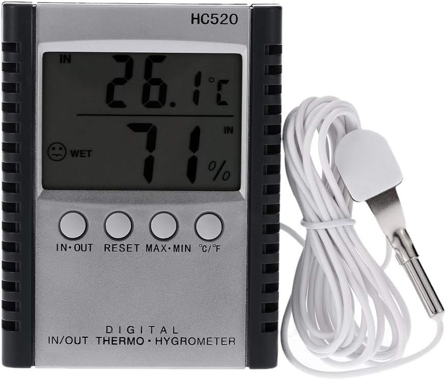 LCD Digital Indoor/Outdoor Thermometer Hygrometer Temperature Humidity Measurement Digital C/F Max Min Value Display