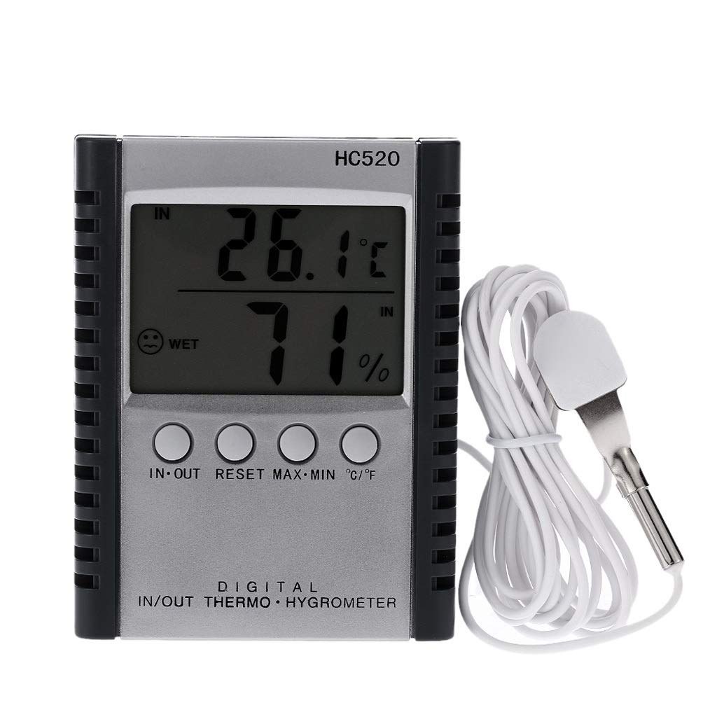LCD Digital Indoor/Outdoor Thermometer Hygrometer Temperature Humidity Measurement Digital C/F Max Min Value Display