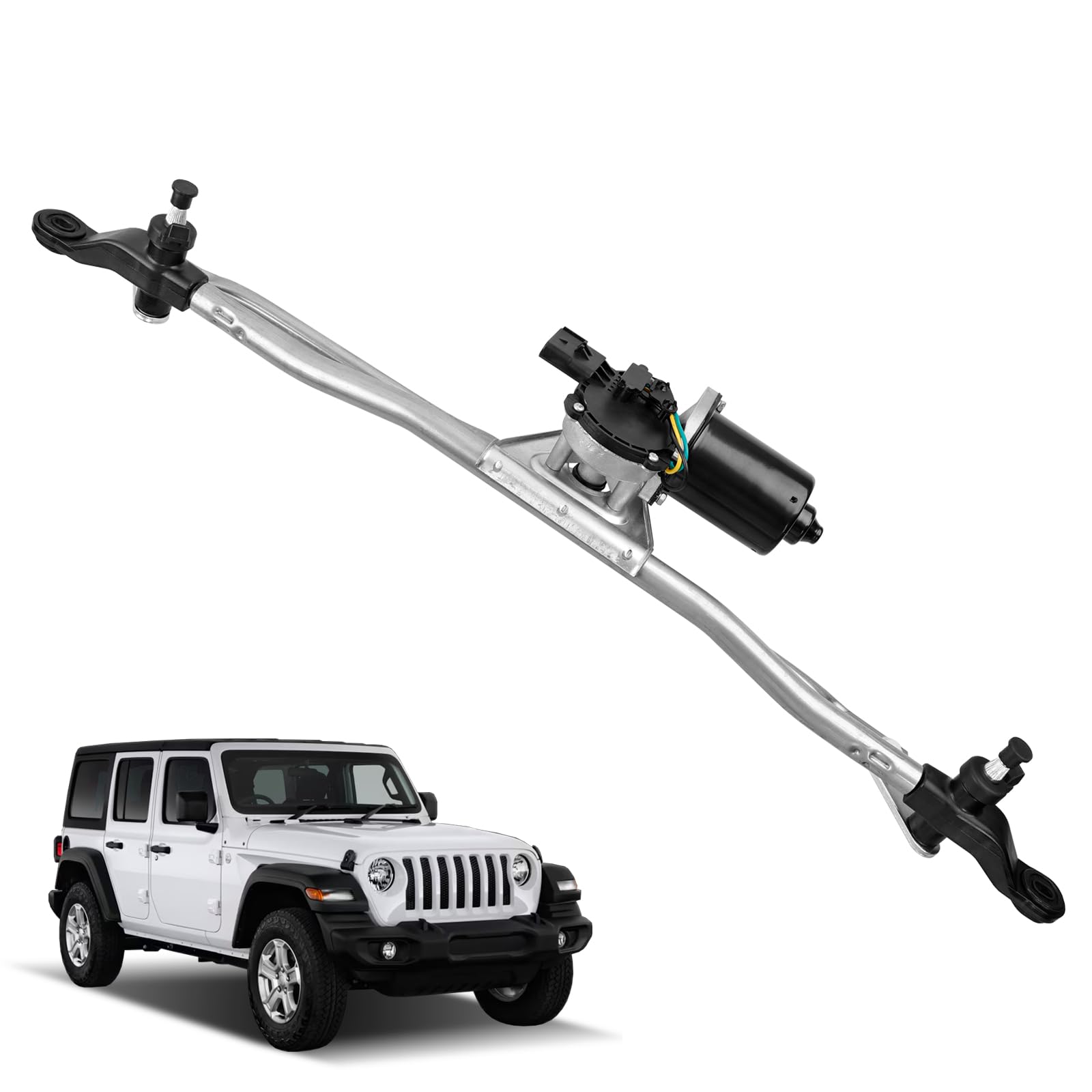 Front Windshield Wiper Motor and Linkage Assembly for Jeep Wrangler 2007-2018 Wiper Motor Replace#55077859AB, 55077859AD, 55077859AC