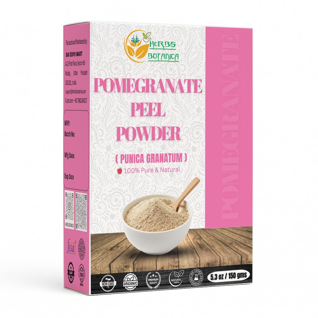 Herbs BotanicaPomegranate Peel Powder 5.3 oz / 150 gms, Natural Punica Granatum | Promote Youthful Skin | Gluten Free & Non GMO | Skin Care