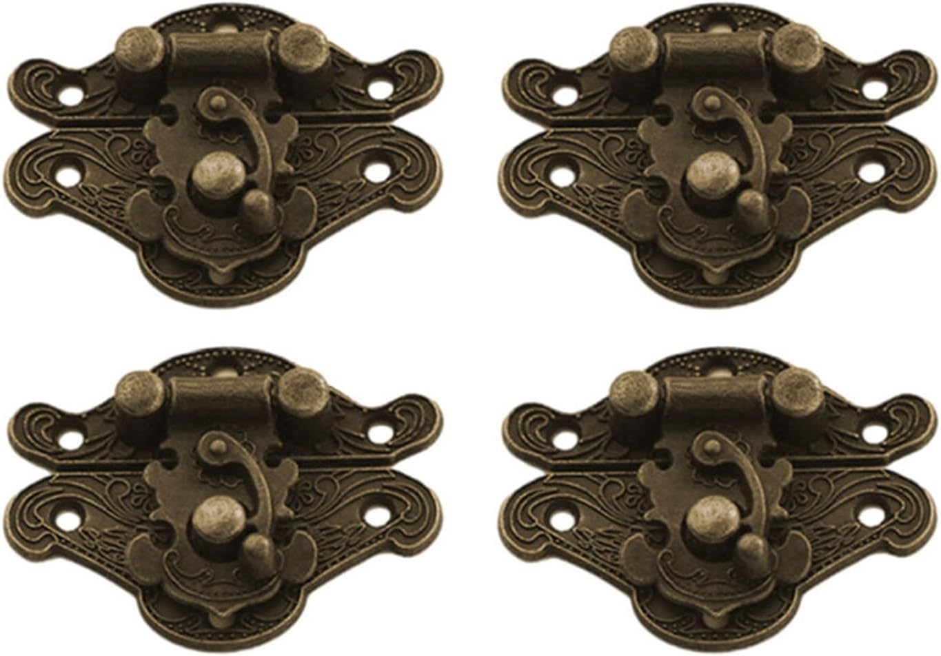 4pcs Wooden Box Latches Buckle Antique Suitcases Luggage Hasp Alloy Wine Box Hinge Buckle Decoration Hardware Accessories(Small)