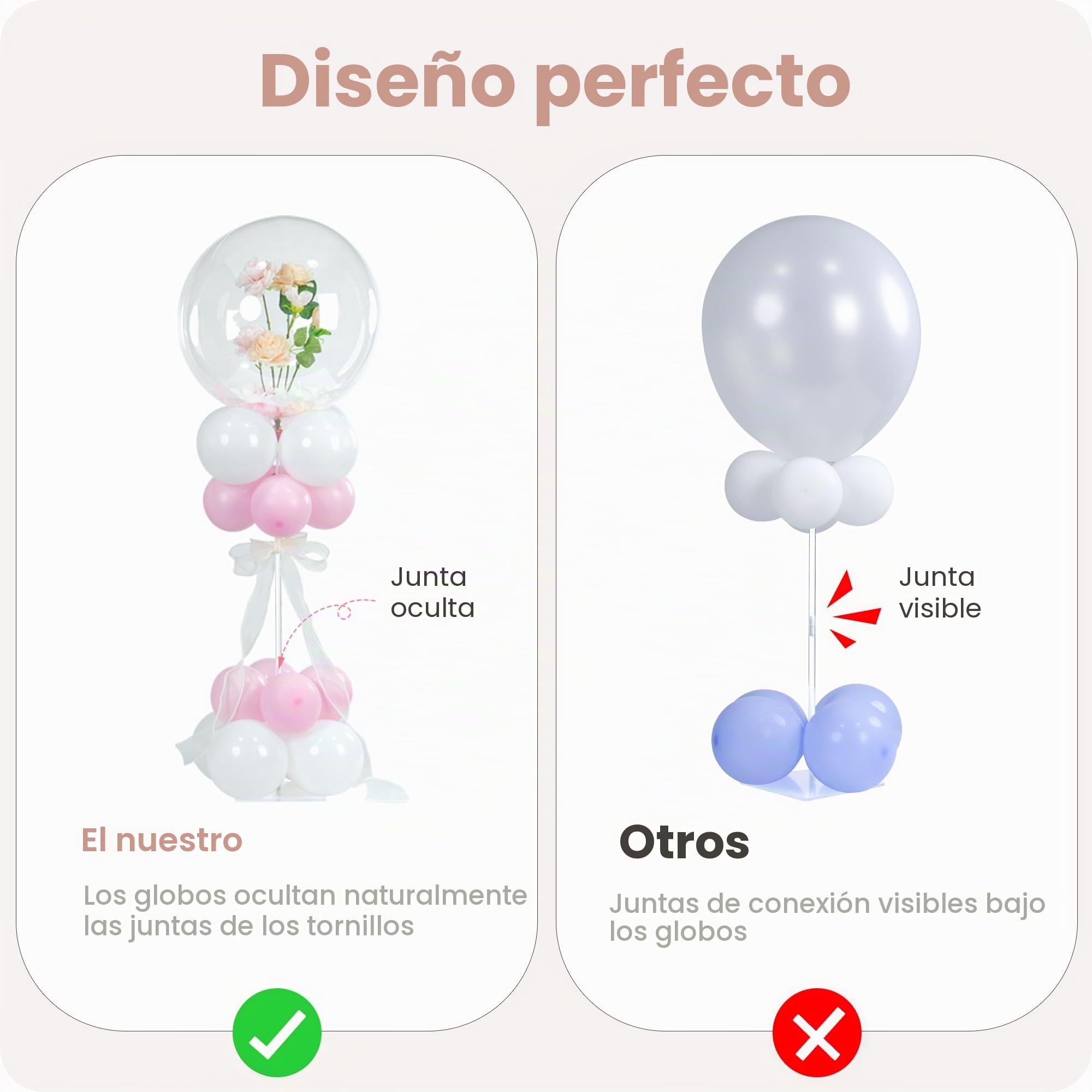 YALLOVE Juego de 10 Reutilizables Soportes de Globos para Centros de Mesa | Altura Ajustable 40cm 60cm, Soporte para Globos para Decoración para Fiesta Aniversario Boda Cumpleaños