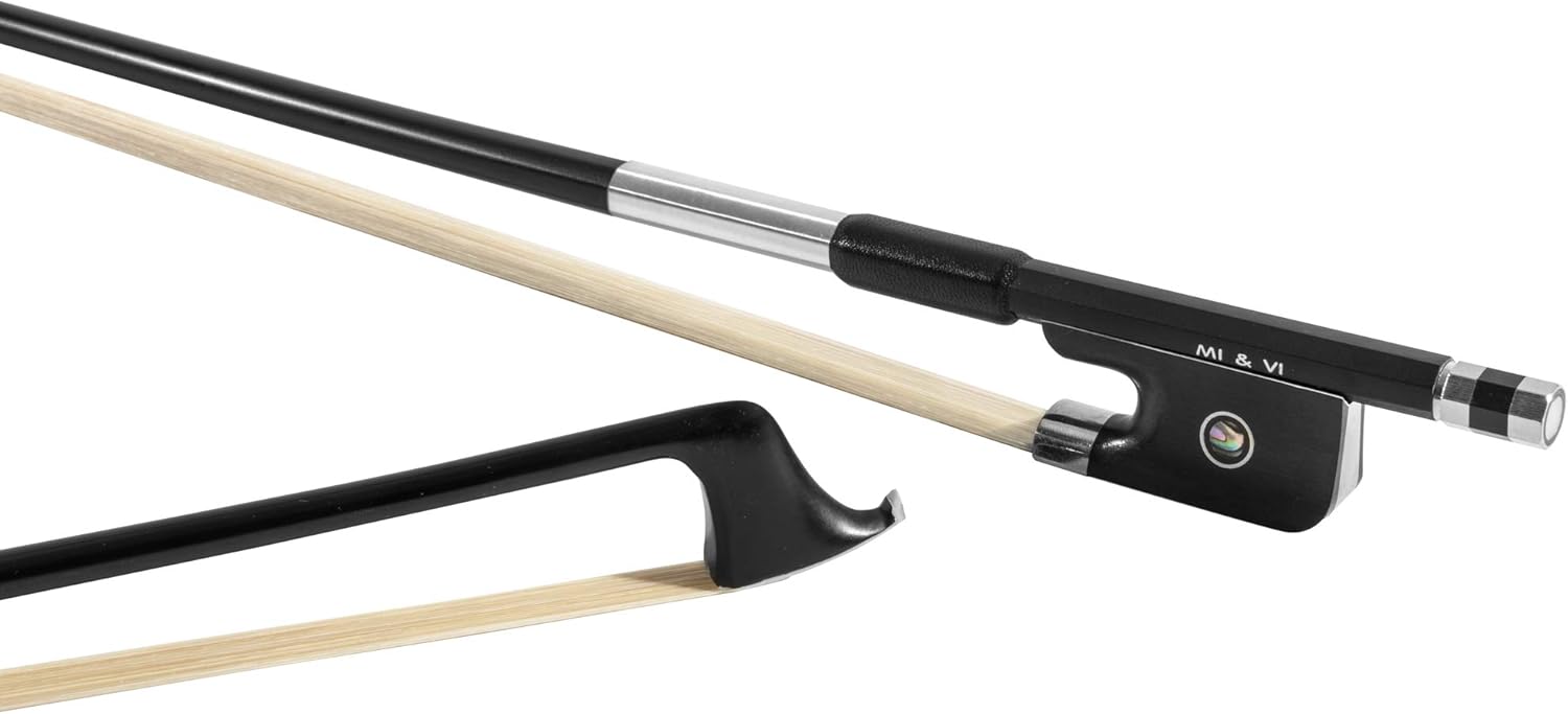 MI&VI CB-720 Classic Carbon Fiber Cello Bow (Size 1/4) with Ebony Frog | Lightweight | Well Balanced | Mongolian Horse Hair - MIVI Music