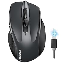 TECKNET Mouse Bluetooth Ricaricabile, Multi-dispositivo Mouse Wireless Silenzioso (Tri-Mode: BT 5.0, 3.0 + 2.4G), 4800 DPI, Ergonomico, Portatile per Laptops, Mac OS, Android, Windows