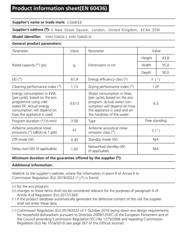 Cookology 8 Place Setting XL Mini Table Top Dishwasher (White) Amazon