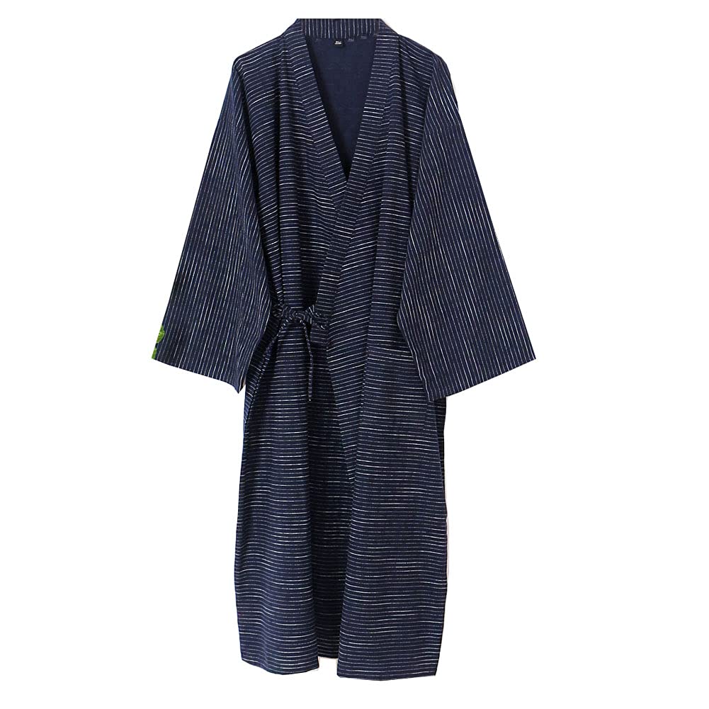 Kinmbra Men's Color15 Un-Brand Japanese Kimono Double Gauze Cotton Robe Plus Size Zen Clothing Taoist Clothing (Size Xl, B1)