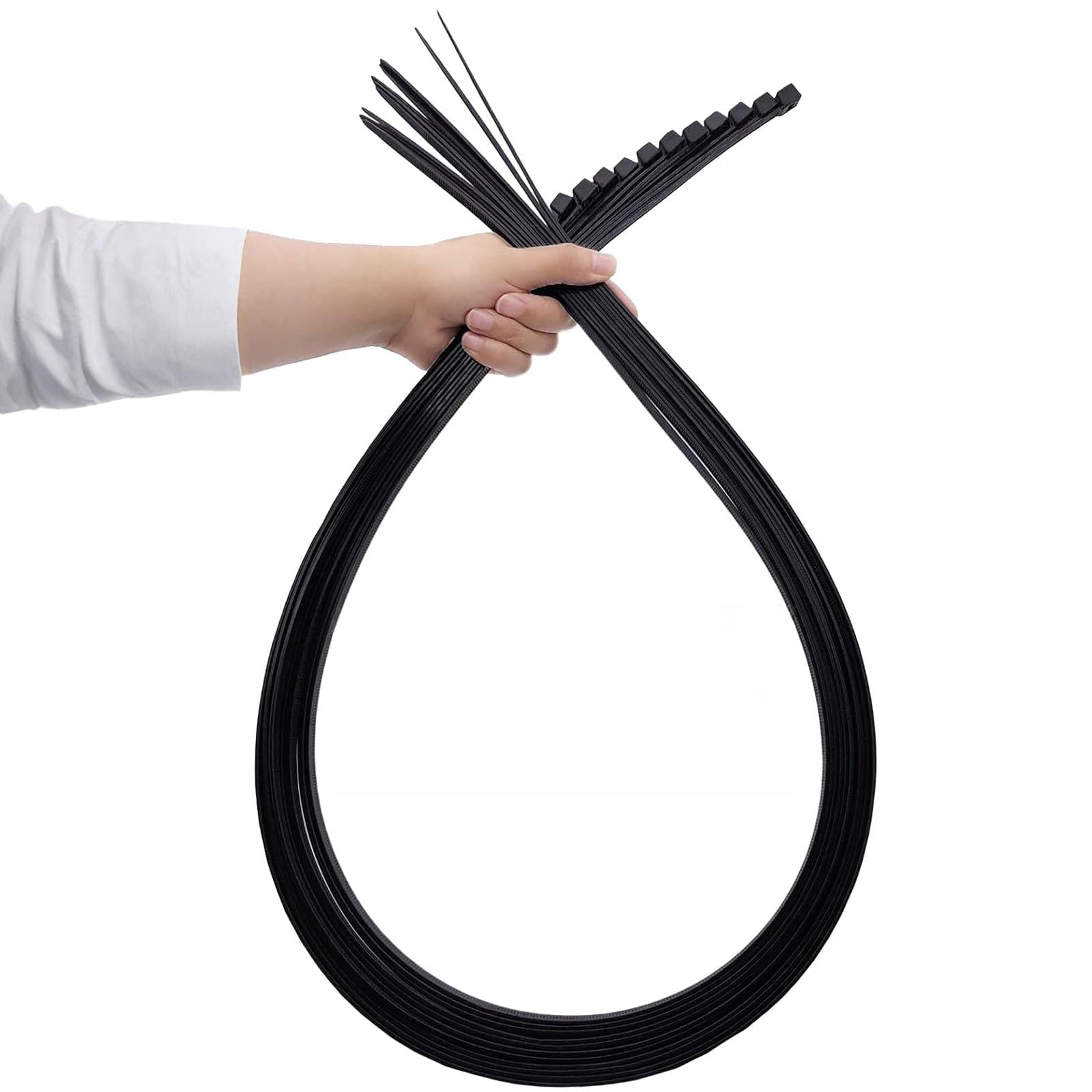 100 PCS Cable Ties 600mm x 7.6mm Nylon Zip Ties Long Heavy Duty up to 250 lbs Tensile Strength Plastic Tie Wraps Self-Locking Nylon Wire Ties Wraps for Office, Household and Outdoor(Black 26inch)