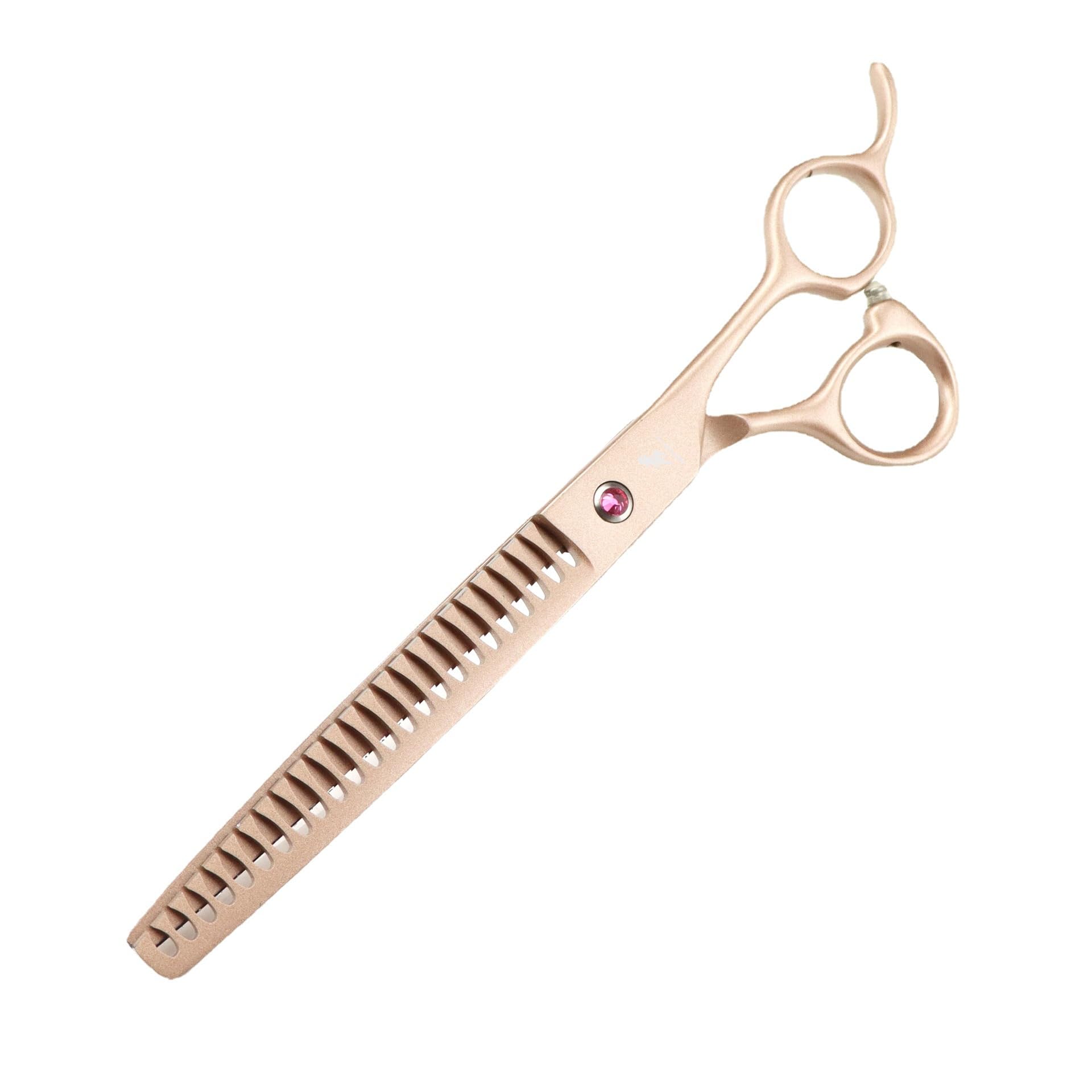 Hundepflege-Scherenkit, 8,0-Zoll-Gold Finish 4CR Stahl Haustierschere mit gerader, gebogenen und Fischknochenverdünnungschere,Wide