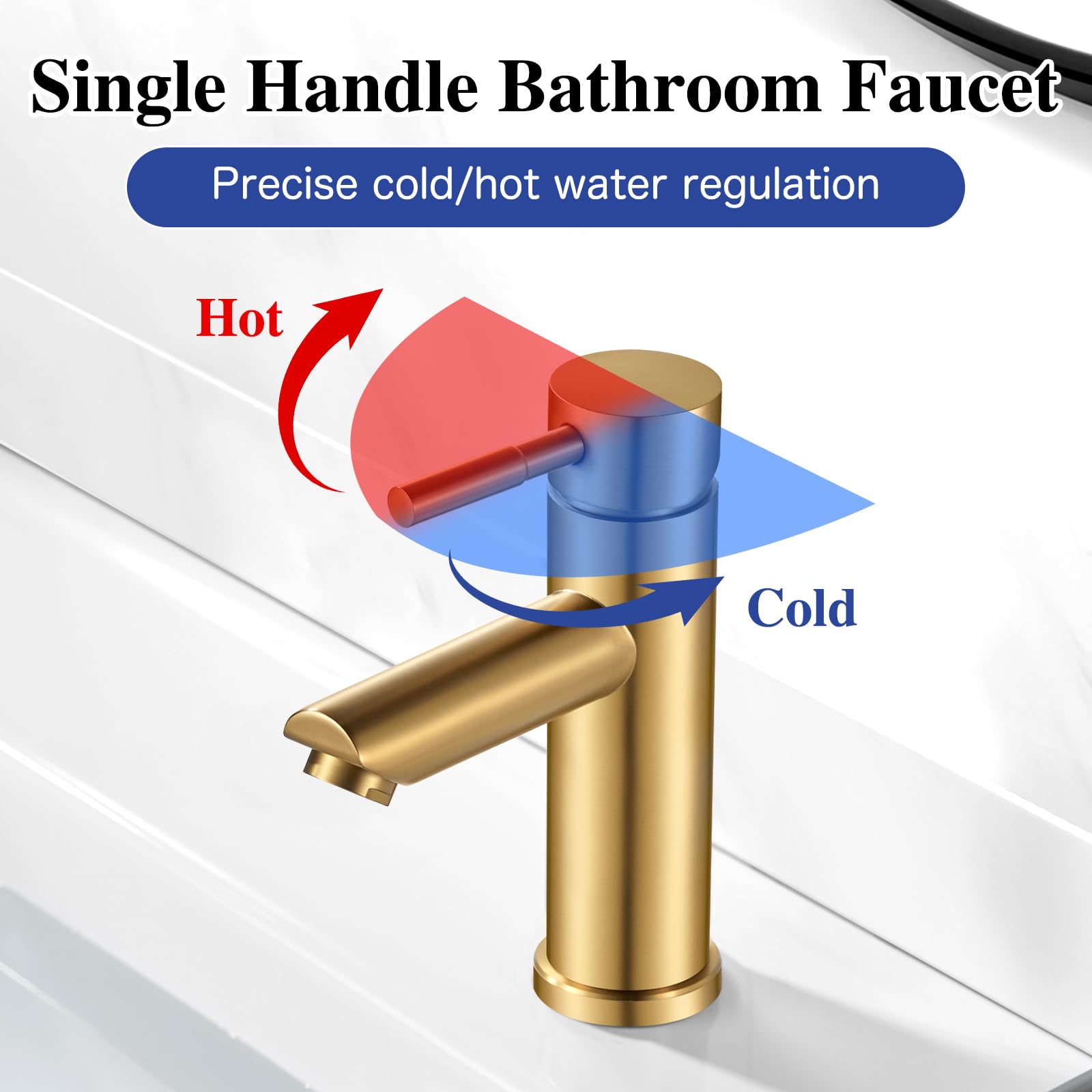 kisimixer Bathroom Sink Taps, Single Lever Hot and Cold Basin Mixer Tap 1 Hole with UK Standard Hoses, 304 Stainless Steel - Image 4
