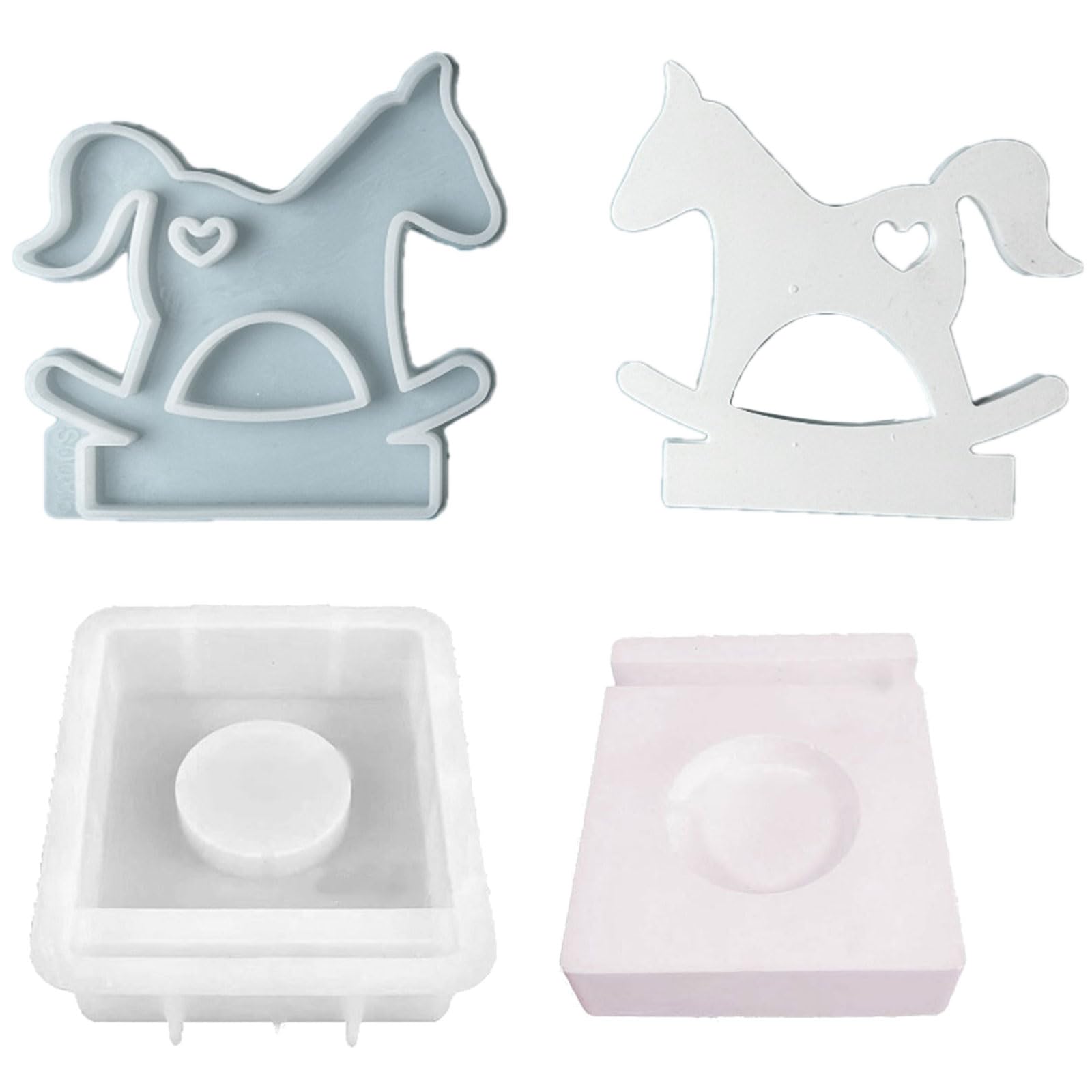Yhplxyuus Silicone Horse Candlesticks Resins Molds Concrete Castings Hearts Horse Holder Silicone Molds Hearts Holder Resins Plasters Candlesticks