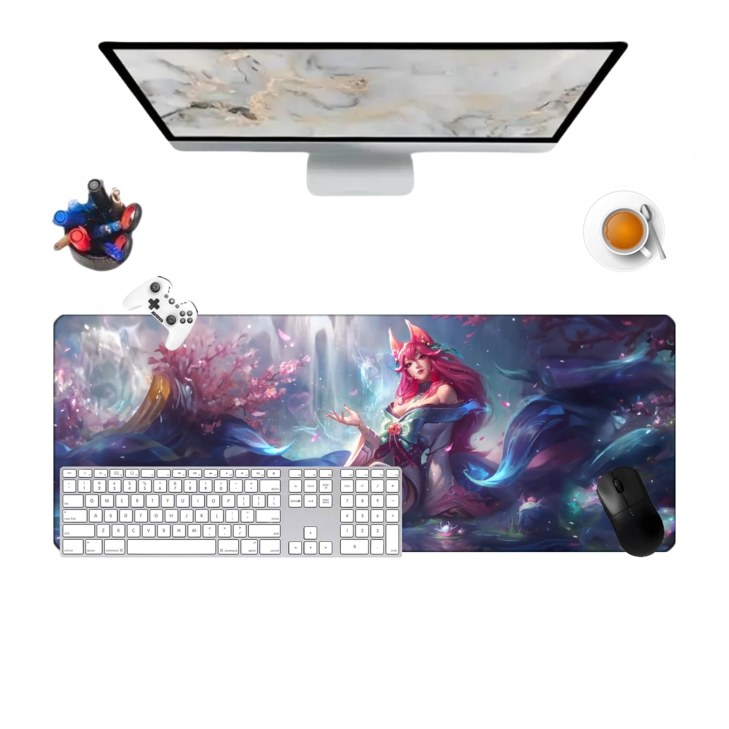 Générique League Ahri Gaming Mouse Pad - Special Surface Improves Speed and Accuracy, Non-Slip Office Mouse Mat Textured Surface 800x300x3mm