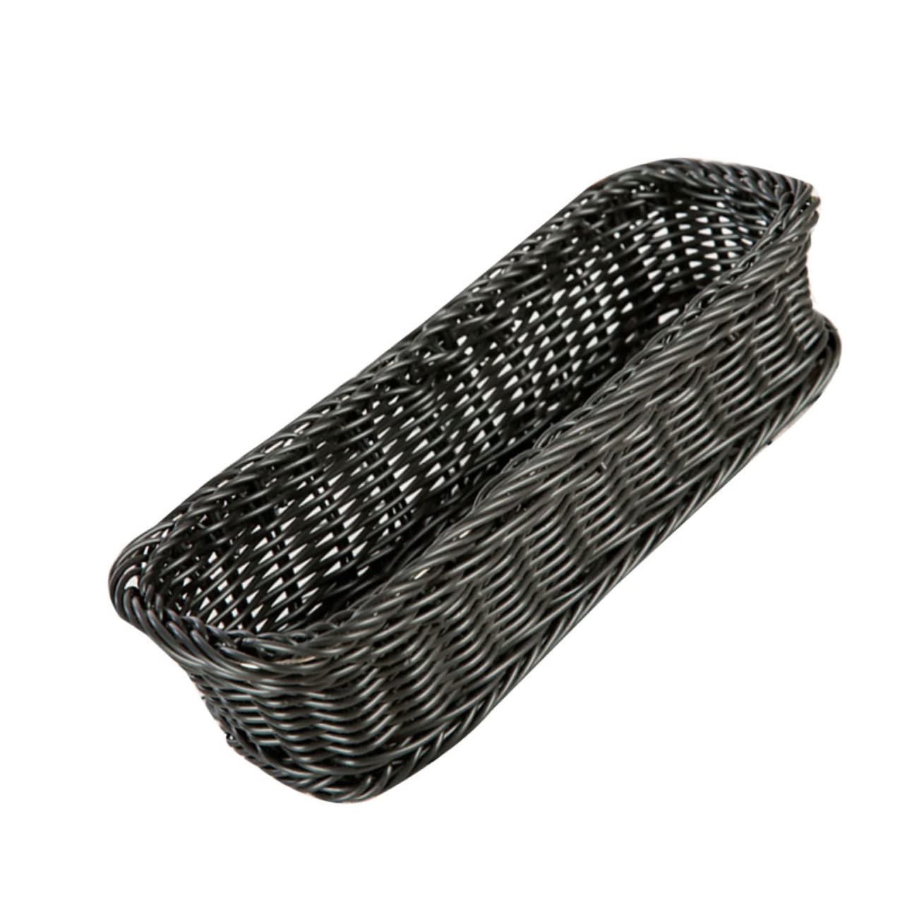 HOMOCONO 1pc Imitation Rattan Basket Square Basket Spoons Wicker Cube Baskets Wicker Bread Baskets Woven Rattan Basket Seagrass Basket Rattan Silverware Organizer Bins Dark Grey