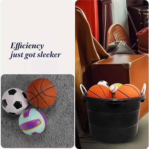 Miniatura 6 de Tina de almacenamiento con asas de cuerda, 18 galones, color negro