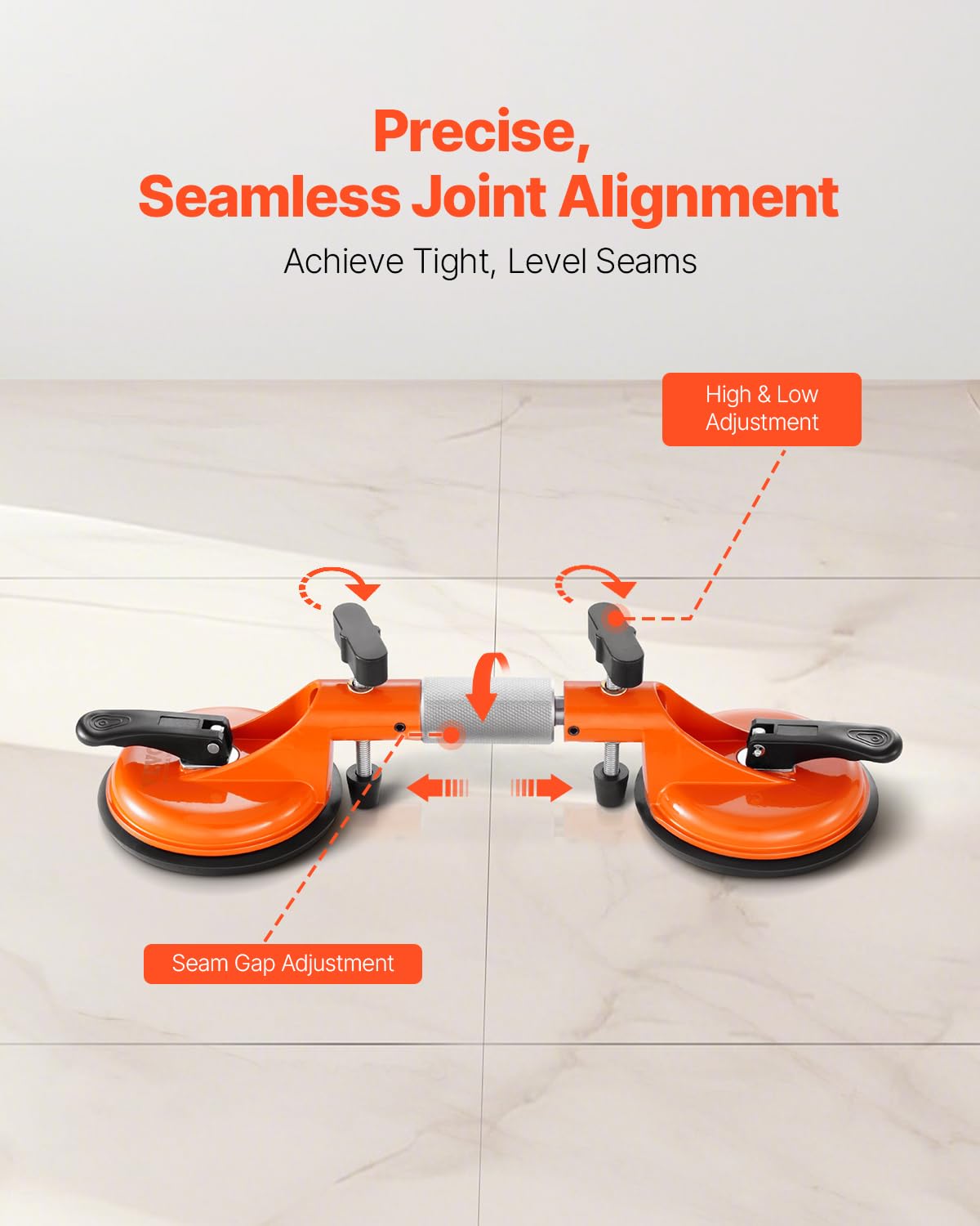 VEVOR 2 PCS Herramientas para Unir Juntas de Granito con Ventosas de 125 mm Ajustable a 180° Succión Vertical de 50 kg, Herramienta para Instalar en Encimeras de Baldosas, Piedra y Losas de Mármol