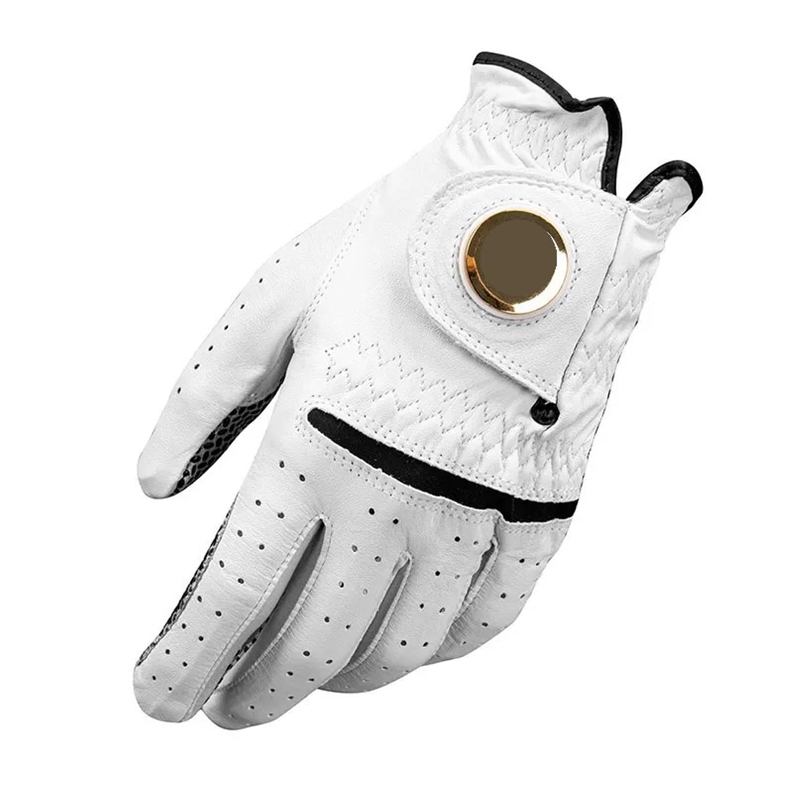 Guantes De Golf Guante de Mano Izquierda 2 uds con Guantes Protectores Antideslizantes con Marcador de Bola Guante de Cuero Suave for Hombres de Golf Golf Guantes