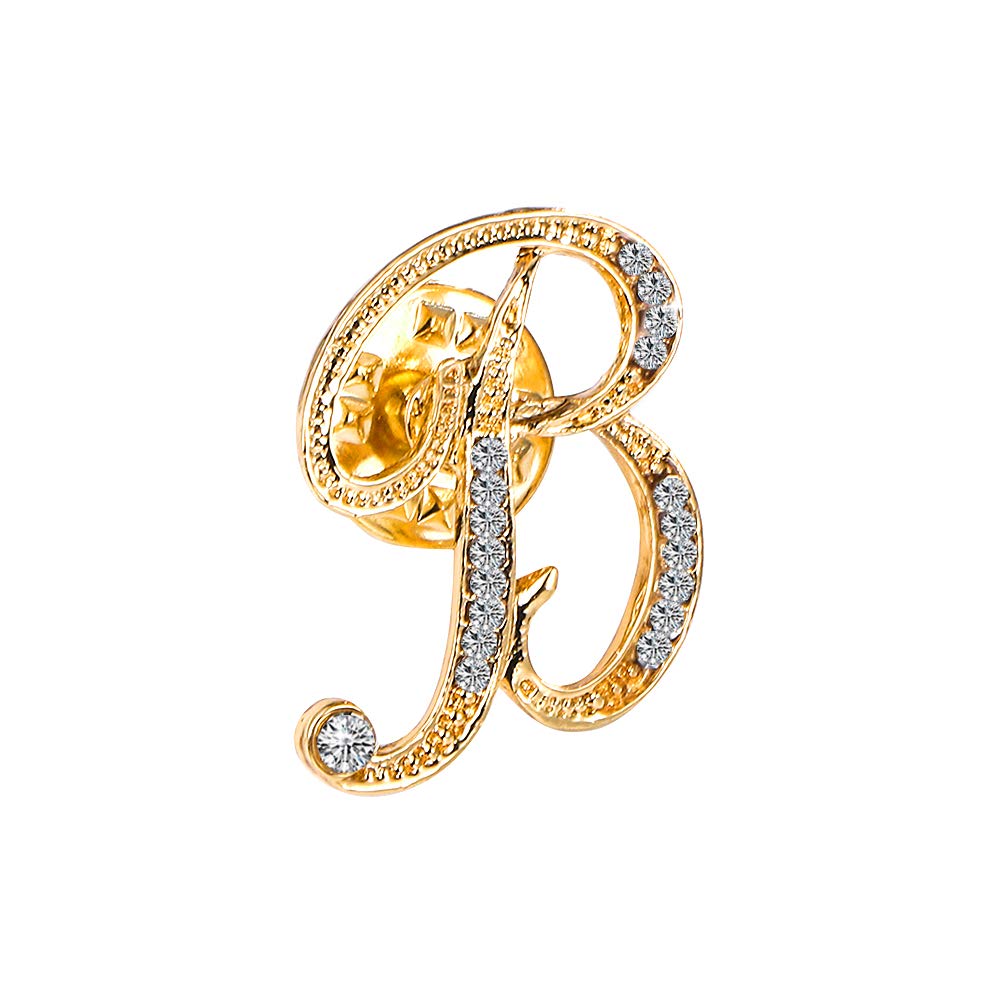 Initial Letter Brooch Pin Small Lapel Pin Tie Tack Name Personalized Gifts for Women Men Gold A-Z
