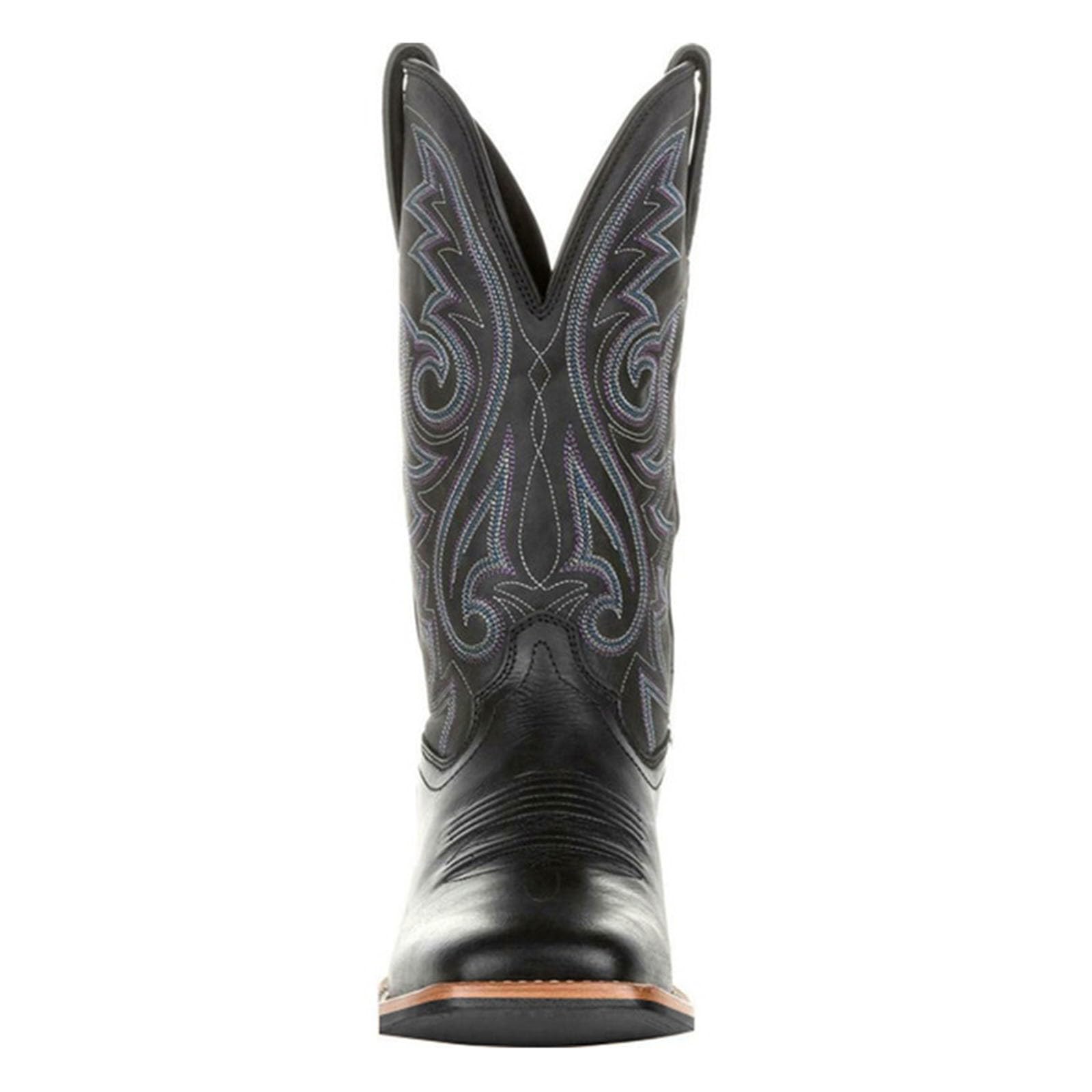 Cowboystiefel Herren Vintage Slip-On Cowboy-Stiefel Westernstiefel Klassisch Cowboy Stiefel Männer Mittlerer Schaft Western Weitbein Cowboyboots Gestickte Blockabsatz Fasching Piratenstiefel