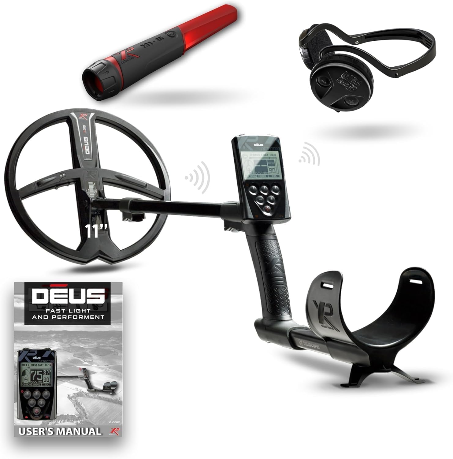 XP Metal DetectorsDeus - with WSAUDIO Headphones & MI-6 Pinpointer - Weatherproof and Fully Wireless - 11" X35 Coil, Remote Control & S-Telescopic Stem (DEUS-28X35RCEG + WSAUDIO + MI-6)