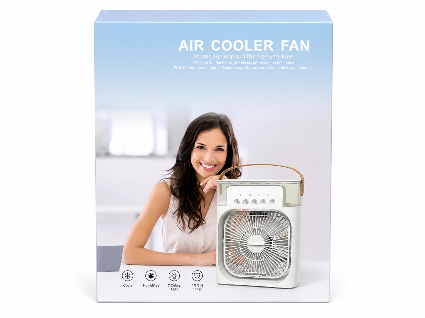 Portable Air Cooler Fan with Humidifier, 7 Colours LED, 3 Speed Settings, 1/2/3 Hour Timer, USB Powered-picture-17