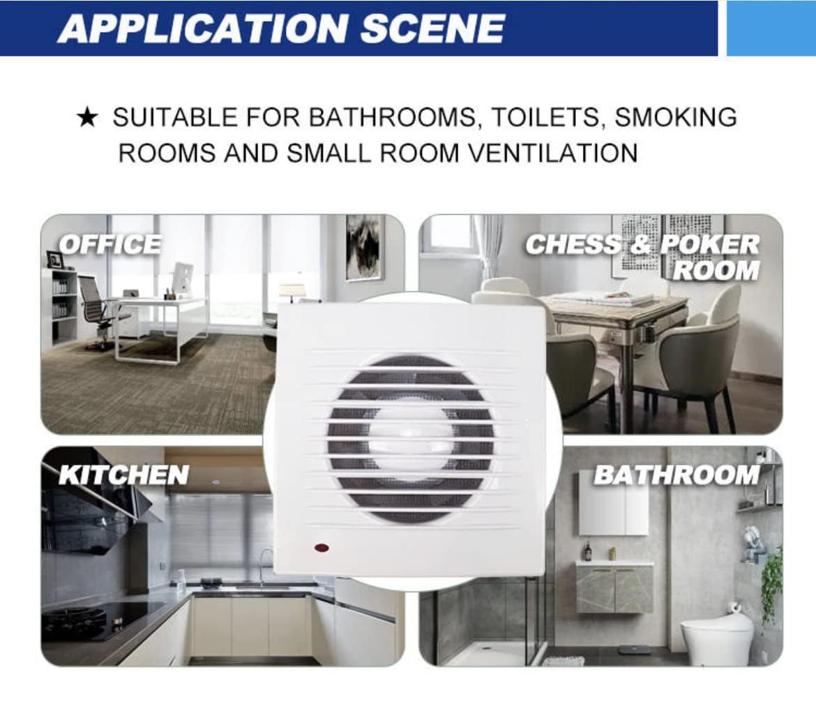 BEL AIR HOME Extractor baño silencioso Gravana blanco 15W, 120m³/h, policarbonato, empotrable, compatible con boca 100mm, 40dBA, 15,9x15,9x10cm, ventilación hogar oficina
