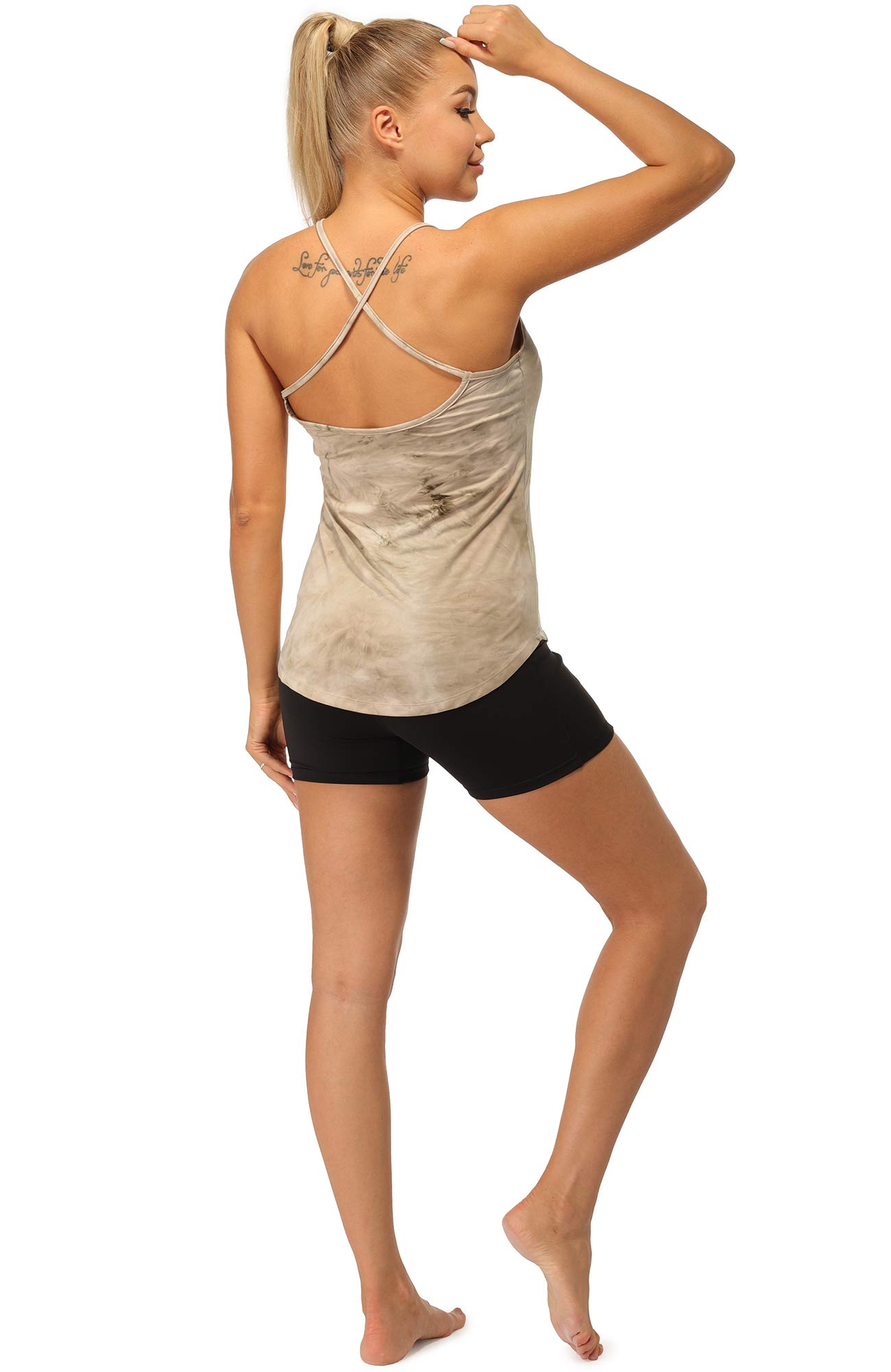 icyzone Chaleco Deportivo Fitness de Espalda Abierta Camisola Camiseta X-Back sin Mangas para Mujer