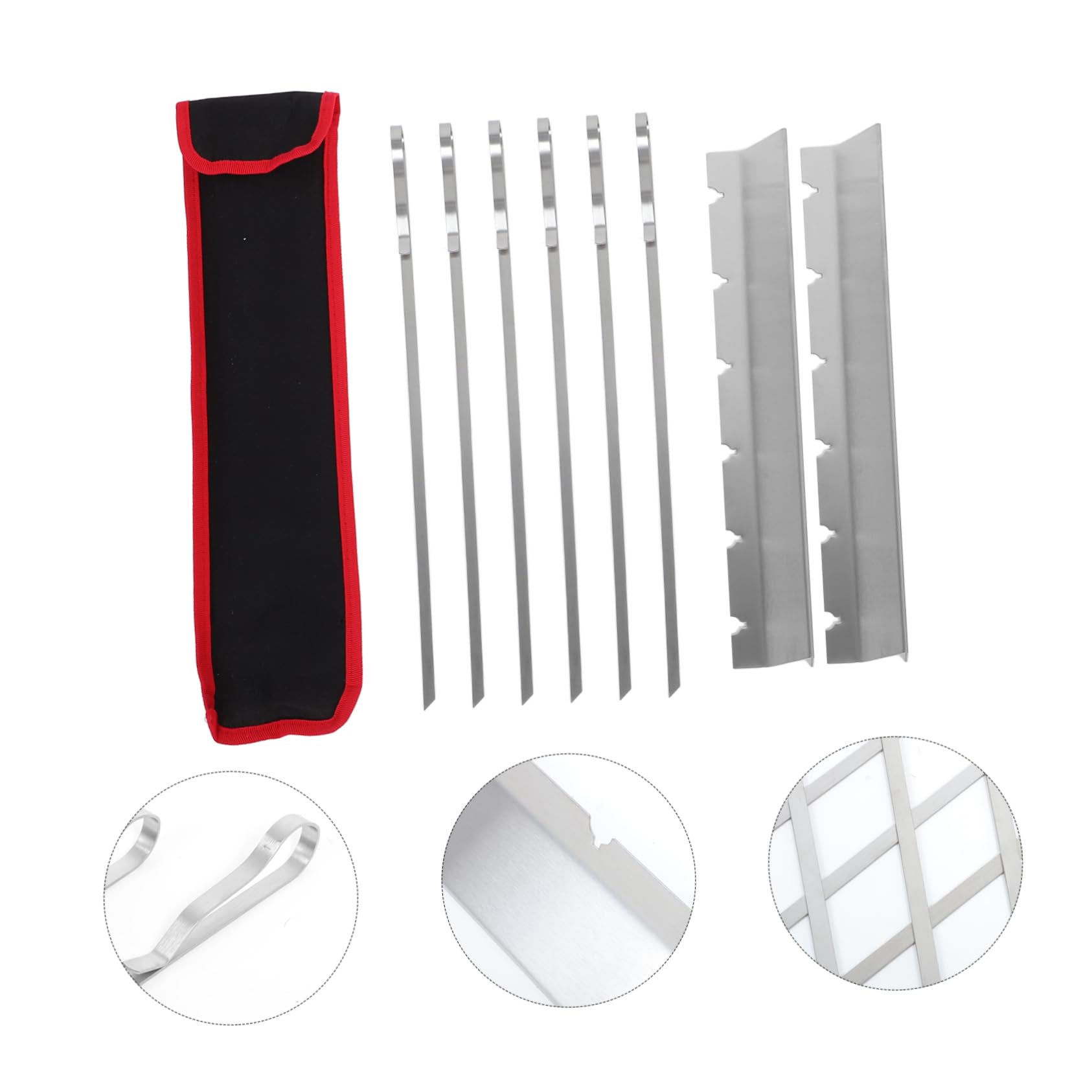 Set di Spiedini da Barbecue in Acciaio Inox, Antiruggine, Base e Borsa, per Carne e Verdure, Facile Infilare, per Feste All'aperto