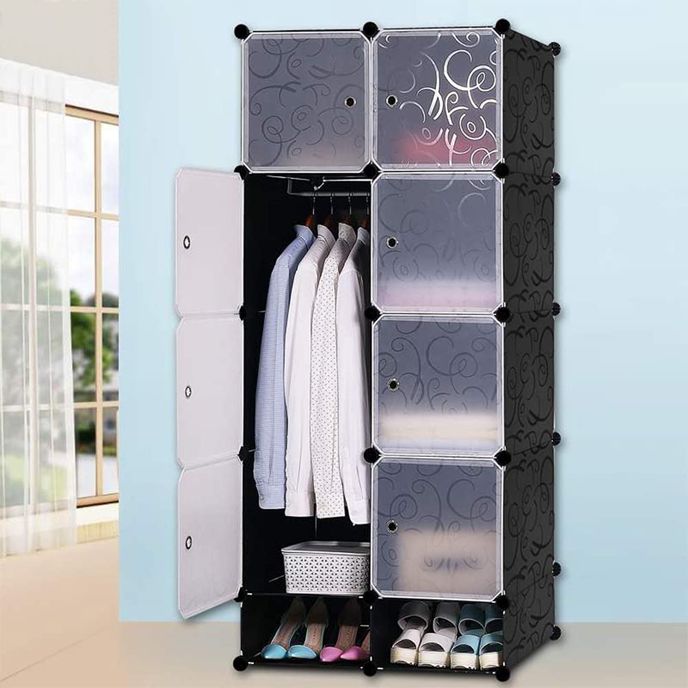 Armario Modular, Guardarropa portátil para Colgar Ropa, 8 Cubo Ropero Combinado, Organizador de Almacenamiento Modular(167*76*37cm)