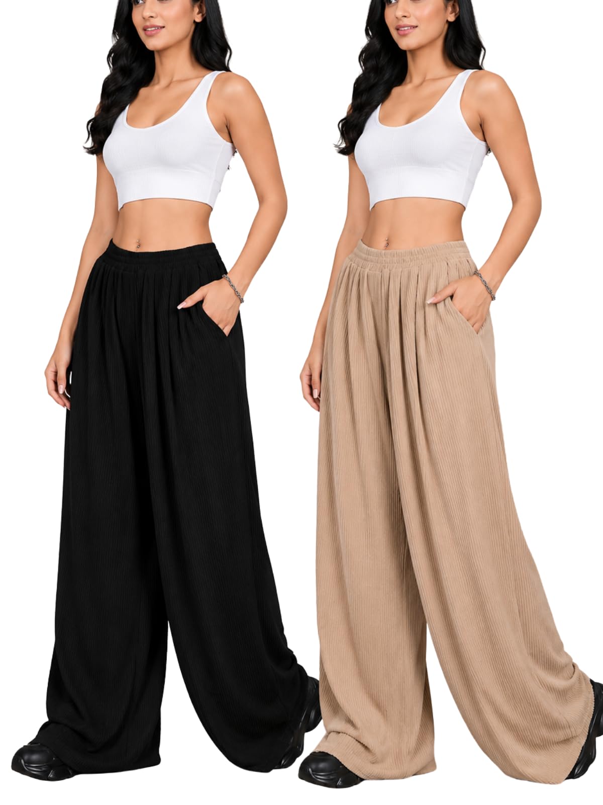 greciilooks Women High Waist Trousers Korean Pants Stylish Flared Formal Pants for Womens-picture-2