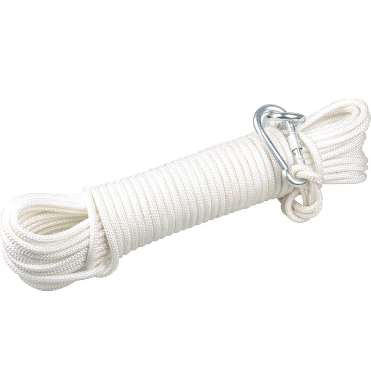 Cuerda para Tender Ropa 8mm,Tendedero de Ropa con núcleo de Acero al Aire Libre Resistente con 2 Ganchos de Acero,Tendedero Antideslizante a Prueba de Viento Camping,White-10m