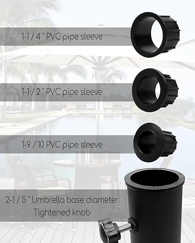 Miniatura 3 de Juego de tubos de montaje en poste de paraguas, tubo universal de granito para paraguas, tubo de acero inoxidable para exteriores, soporte de base
