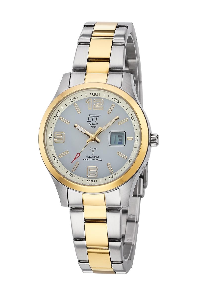 ETT Eco Tech Time Funk Solar Damen Uhr Analog mit Edelstahl Armband ELS-11590-12M
