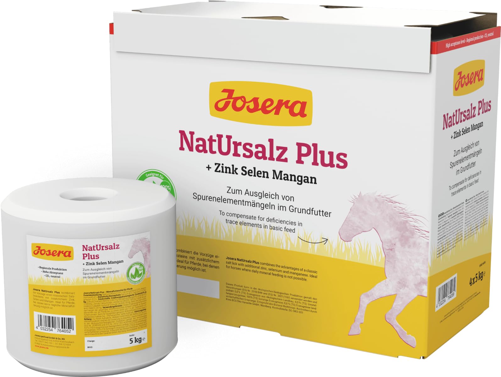 Josera Sal Natural Plus, 1 x 5 kg, Alto Equipamiento de Zinc, Selenio y manganeso, alimento Mineral para Caballos