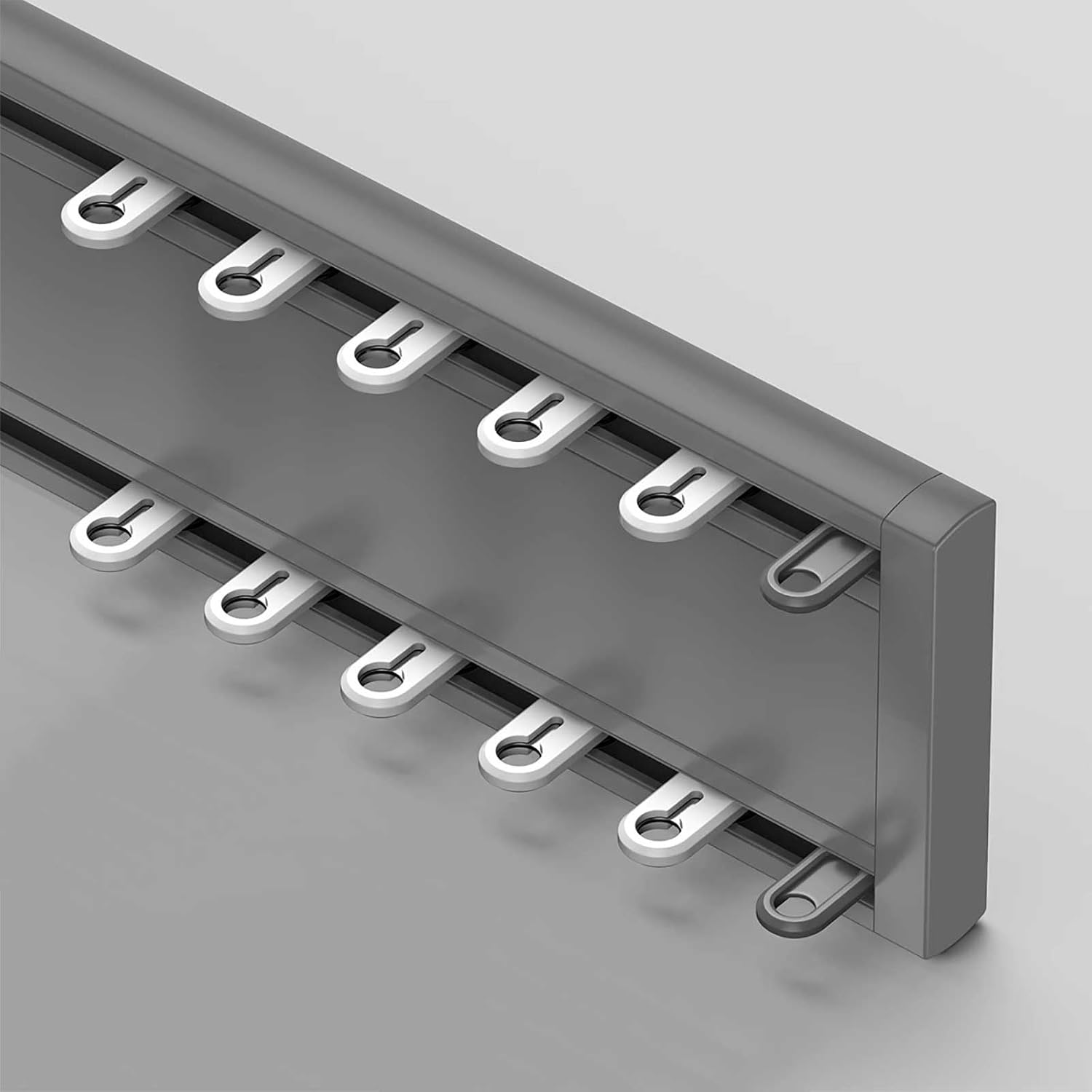 Heavy-Duty Double Curtain Track Set for Ceiling Mount - Easy Install Curtain Rods for Living Room & Bedroom - Room Divider Rails (White, 1.5m/4.9ft)