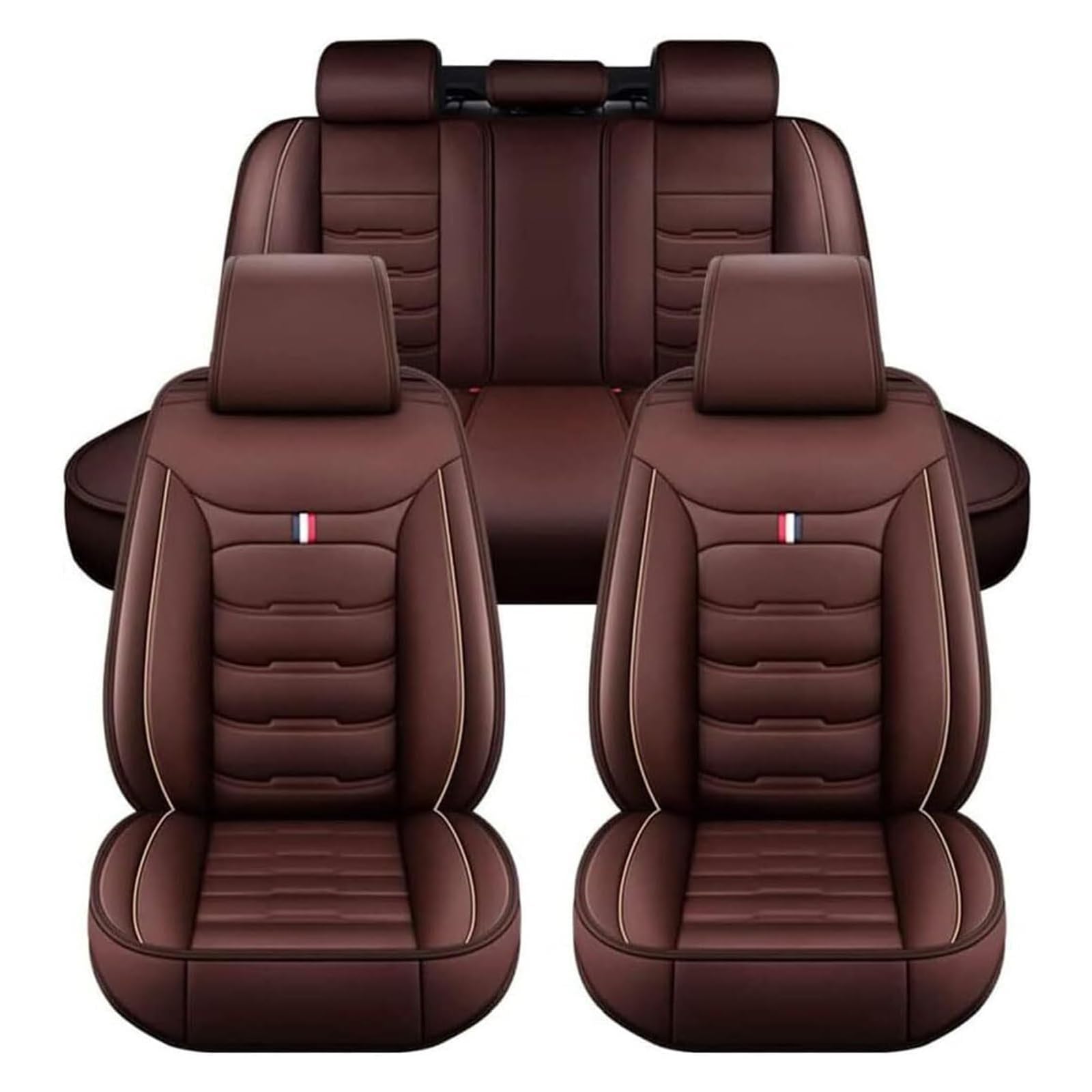KGOWSTGBD Car Seat Covers Full Set for Hyundai Bayon Getz Ioniq IONIQ 5 Kona Santa FE, Premium Leather Car Seat Protectors Airbag Compatible Front Rear 5 Seat Cushions,B
