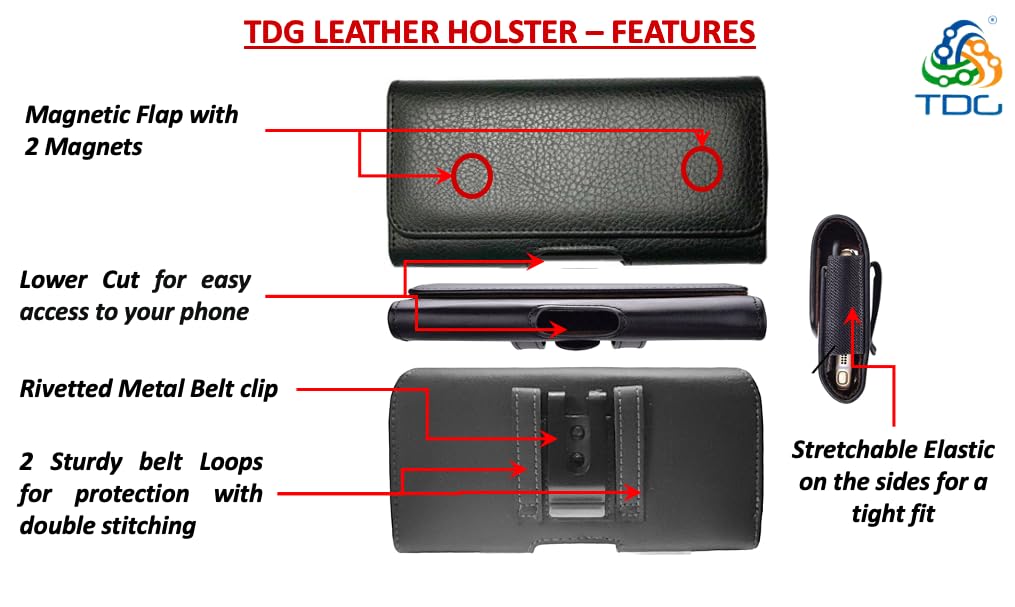 TDG Pu Leather Pouch Cover Holster Belt Clip Case Magnetic Cover Compatible for Samsung Galaxy Smartphones 2
