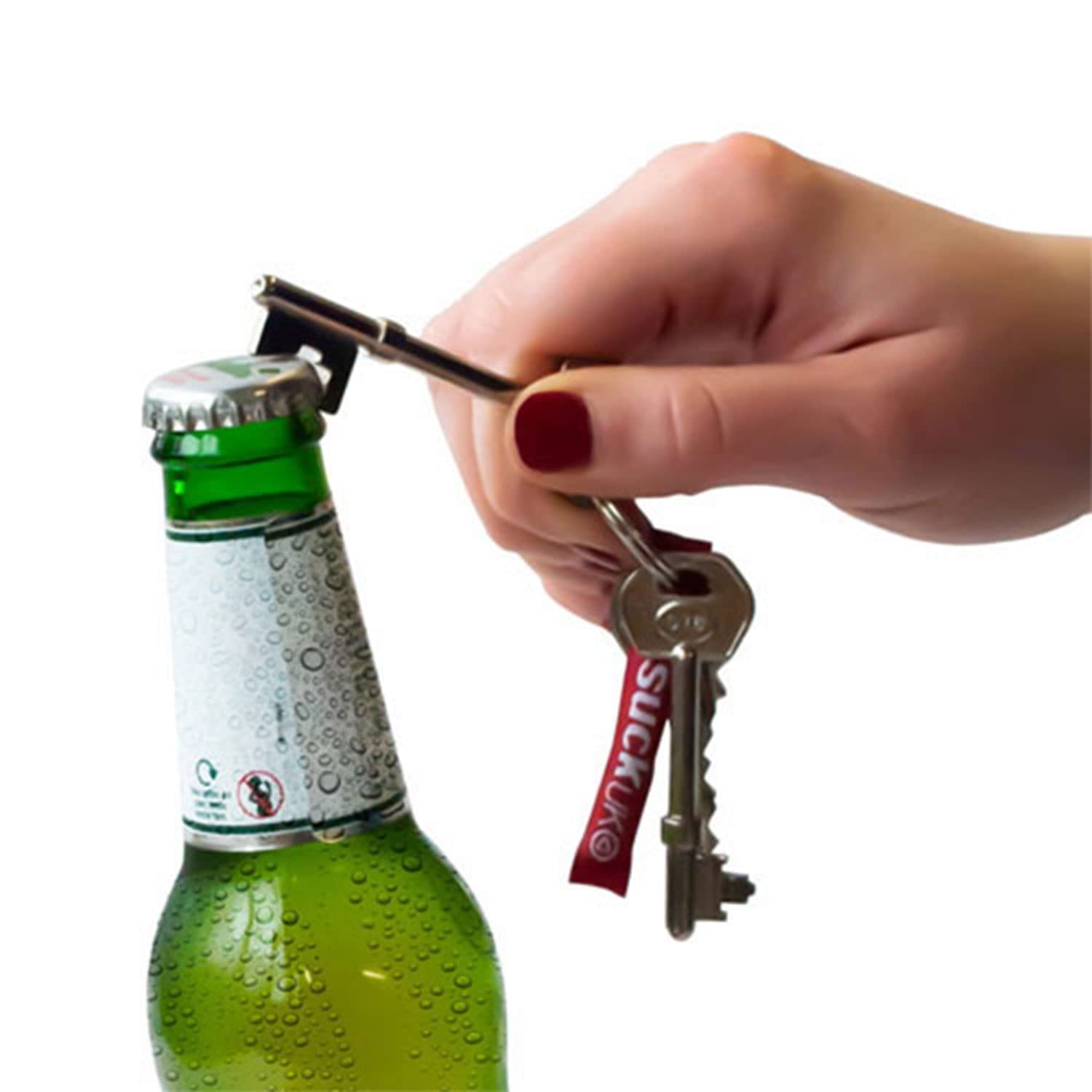 Key Bottle Opener - Cool Bar Accessory with Keychain - Silver Color-image-13