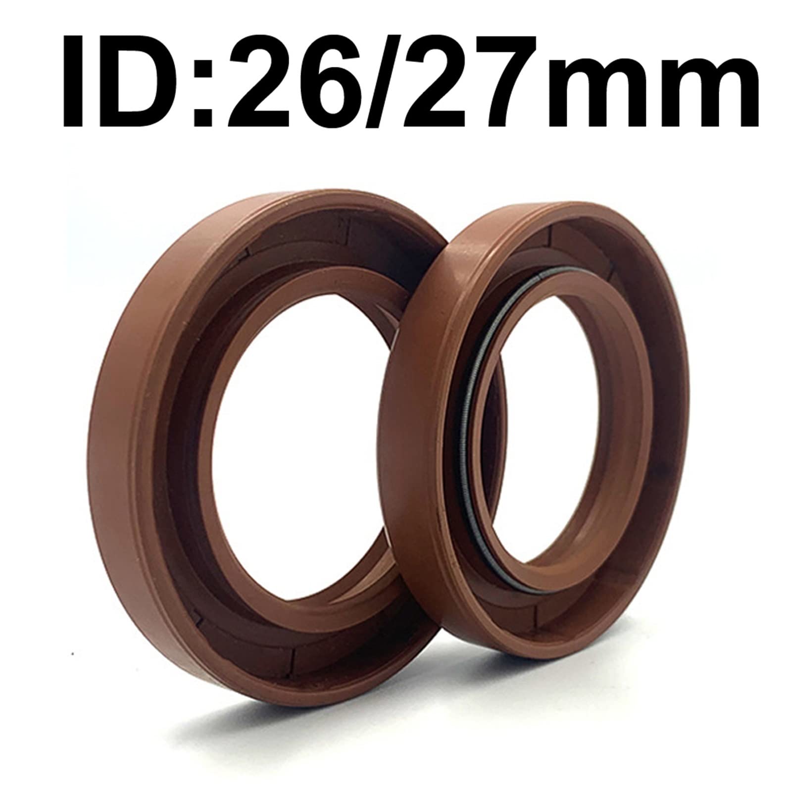 Öldichtung Wellendichtung, ID 26/27 mm Öldichtungsskelett, braune FKM-Fluor-Öldichtung, Gummi-Hydraulikfeder-U-Lippen-TC-Ringdichtung 26 x 35 7 36 Dichtungslippe(27x47x8)