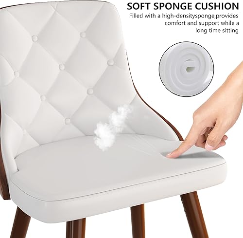 Miniatura 5 de Juego de 2 sillas de cocina, sillas de comedor y silla moderna de mediados de siglo, sillas de cocina tapizadas de piel sintética con respaldo de