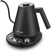 Elite Gourmet EKT3001 Chaleira elétrica digital, 1 litro, aço inoxidável 304, temperatura programada, função de manutenção de aquecimento, sem fio, base de 360°, desligamento automático