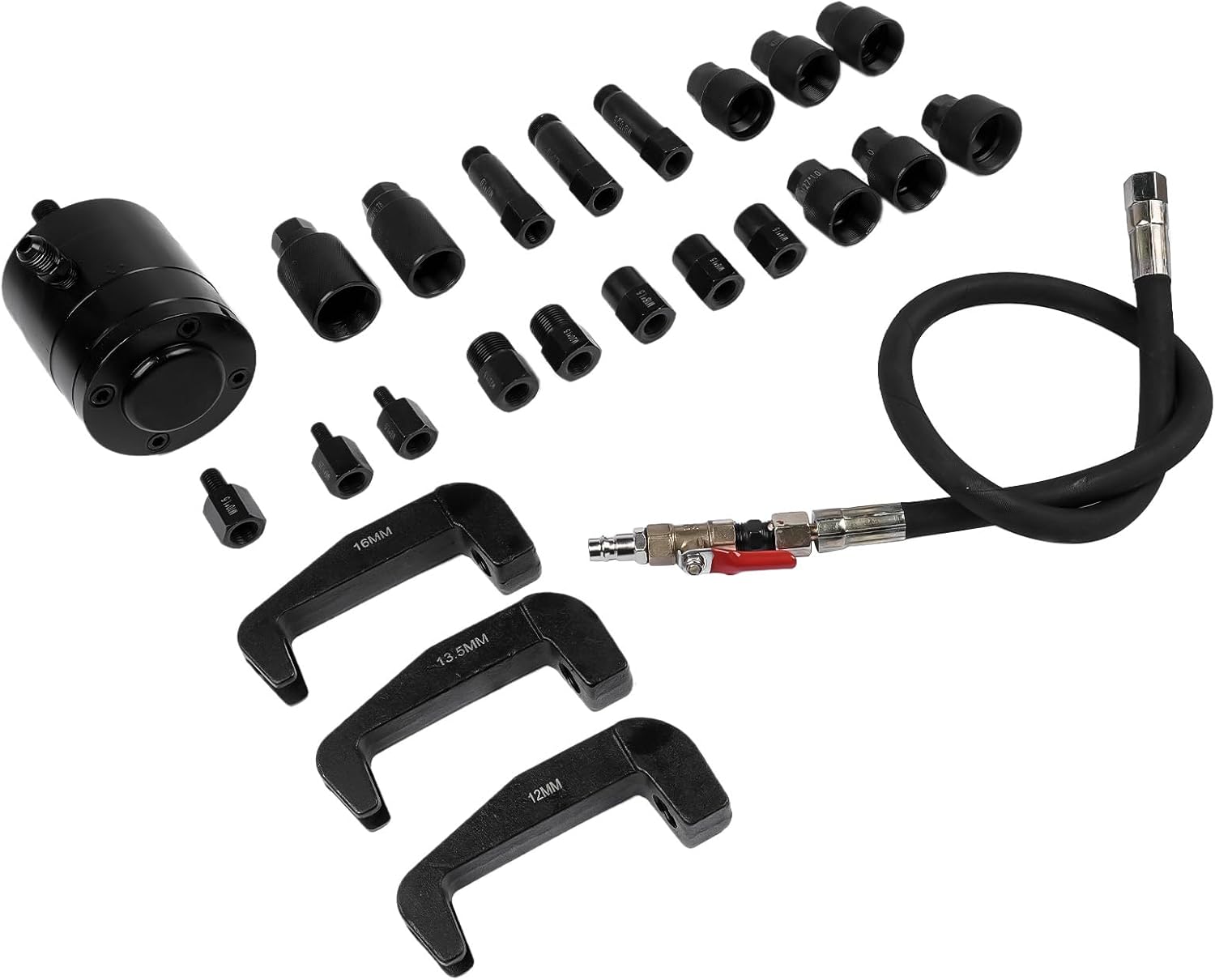24pcs Professional Pneumatic Diesel Injector Puller Air Vibration Injector Removal Tool Kit Set Replacement for Common Rail Injectors that Have Solenoid or Screw Connections