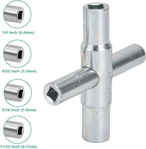 Miniatura 5 de Pilipane Plated Steel Water Keys with 4 Way Utility Gas Meter Keys , 4 Way Sillcock Key , 2 Pack Faucet Wrench Tool , Practical Rotating Screws