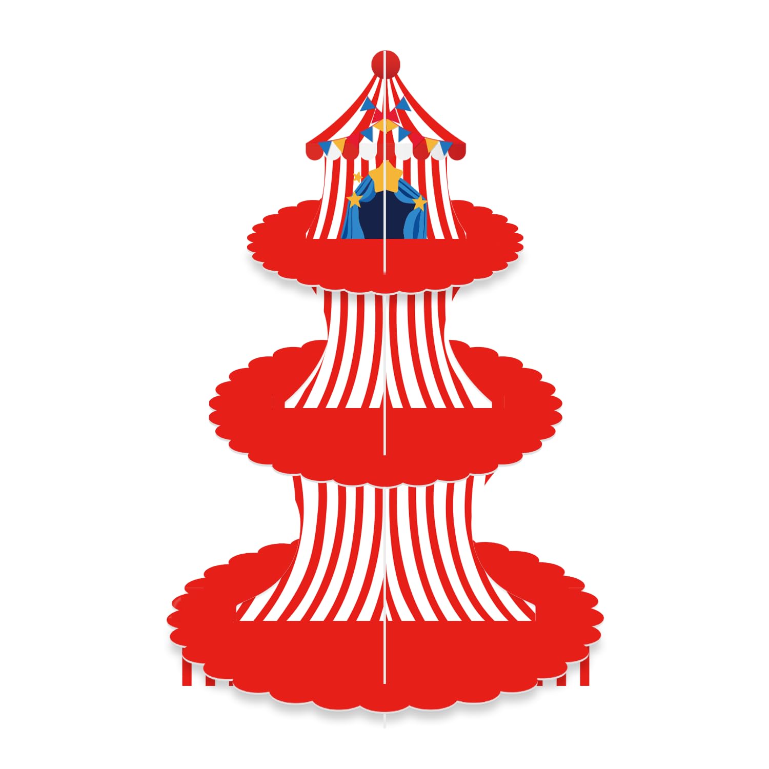 Adeyoo 3 Tier Circus Carnival Cupcake Stand, Circus Tent Cupcake Holder