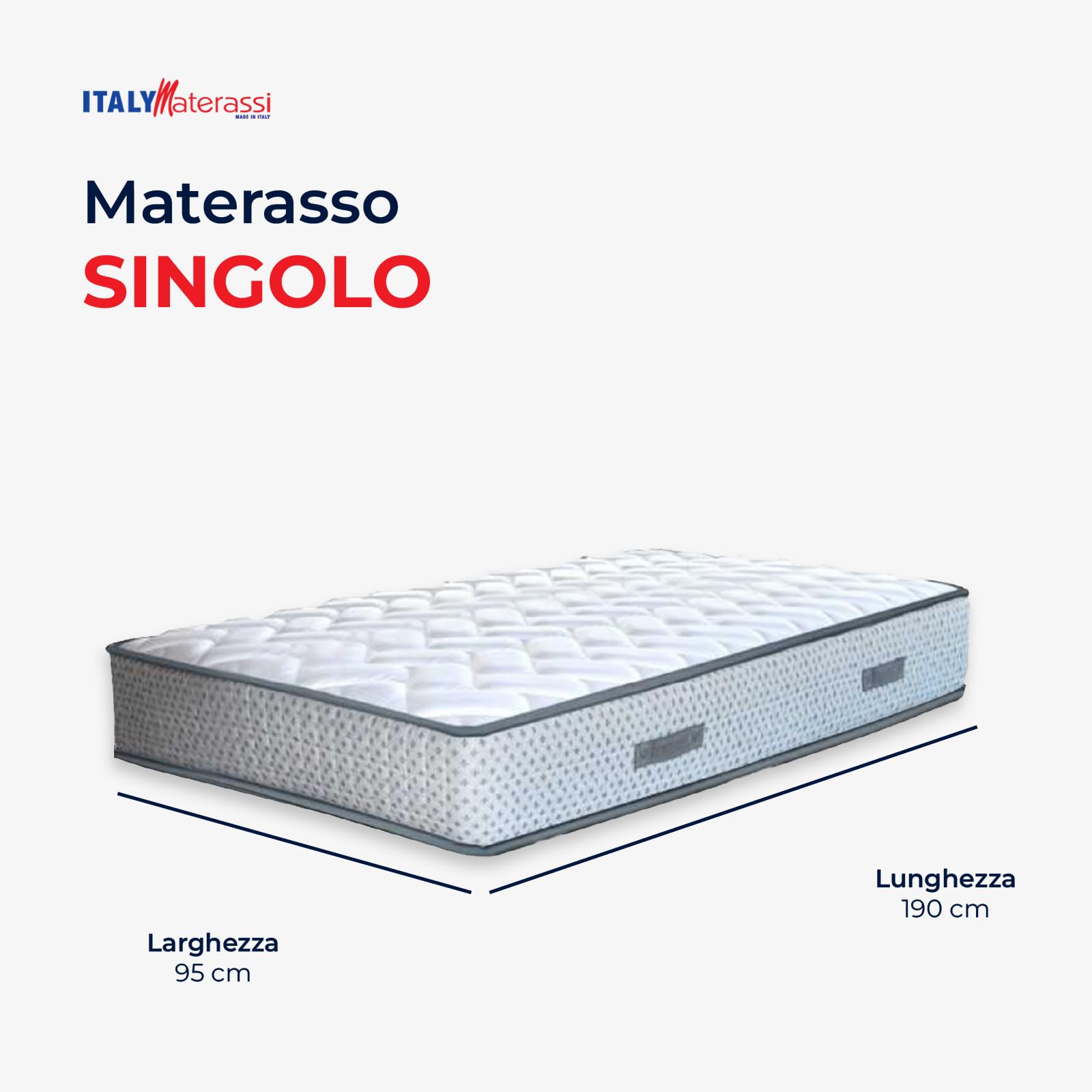 ITALYMATERASSI, Colchón de espuma viscoelástica individual 95 x 190 cm | 6 cm de Memory | Colchón ortopédico contra el dolor de espalda 24 cm de altura mod. FIRENZE, base de colchón rígida de AirPur y
