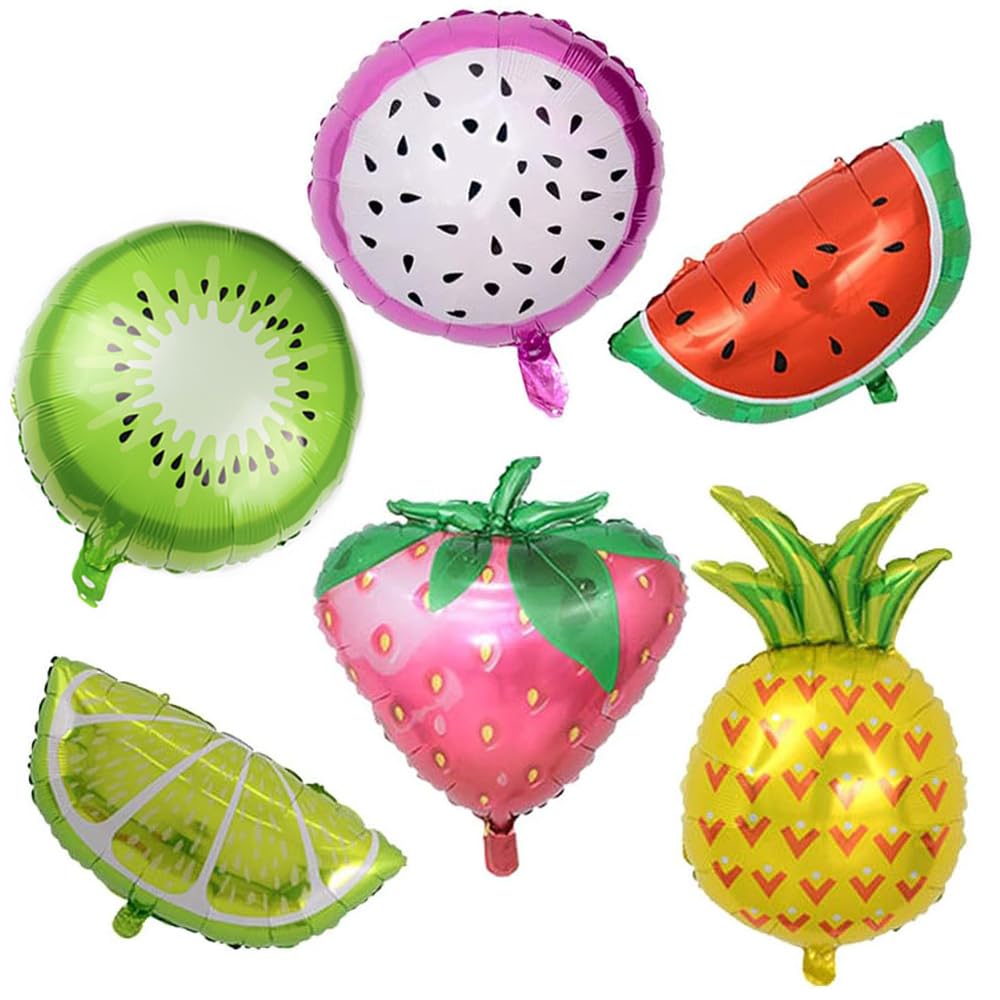 6PCS Fruit Shaped Foil Helium Mylar Balloons for Birthday Party Wedding Baby Shower Party Decoration Supplies, Party Shower Photo Props Fruit Decorations for Party