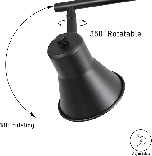 Miniatura 6 de Lámpara de techo direccional de 2 luces, iluminación industrial de pista con cabezal de luz giratorio, foco de techo negro para cocina, comedor,