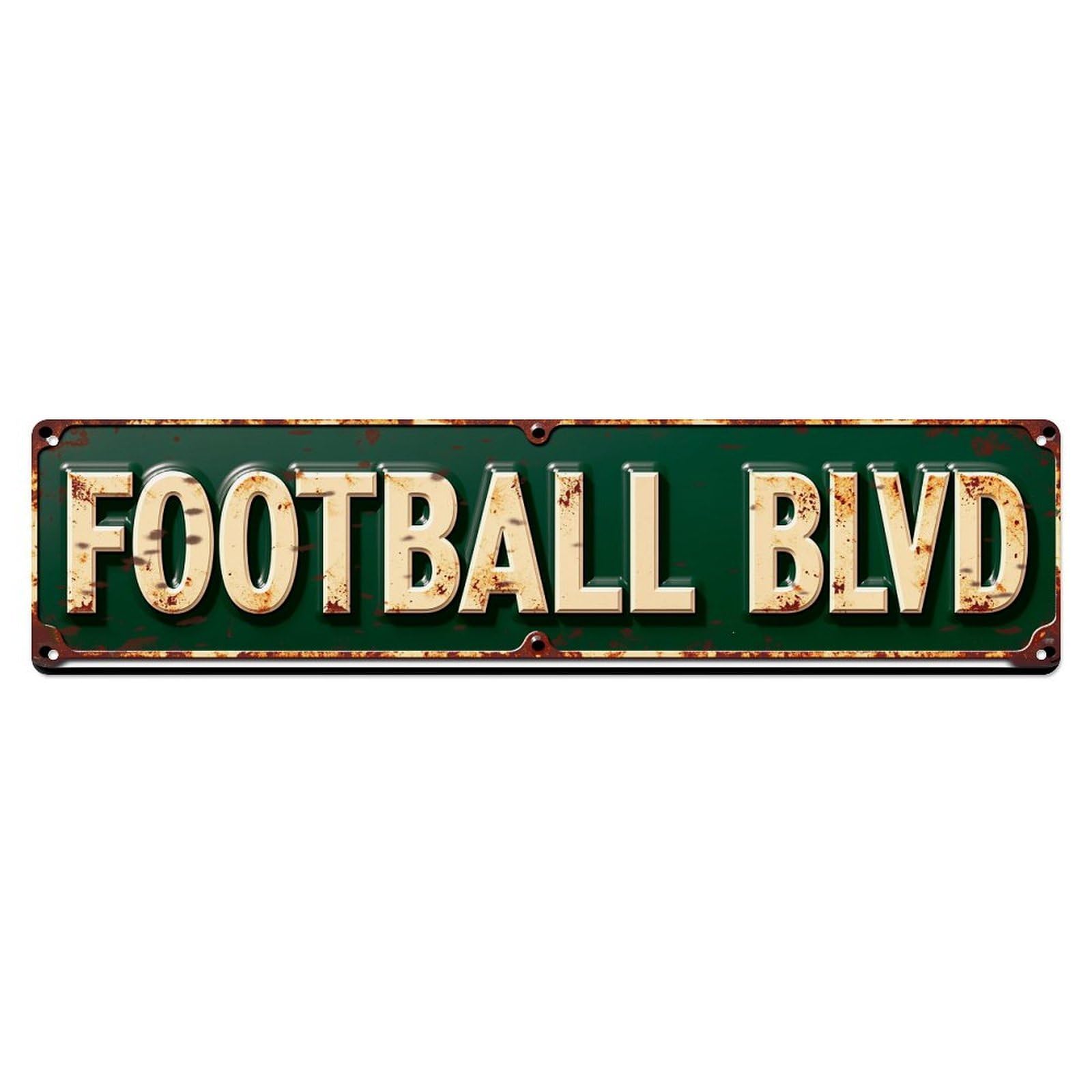 Football Blvd Vintage Street Sign Vintage Metal Tin Sign Retro Wall Decor for Home Bar Garage Cafe, Indoor & Outdoor Decorative Metal Poster, 4x16 Inch